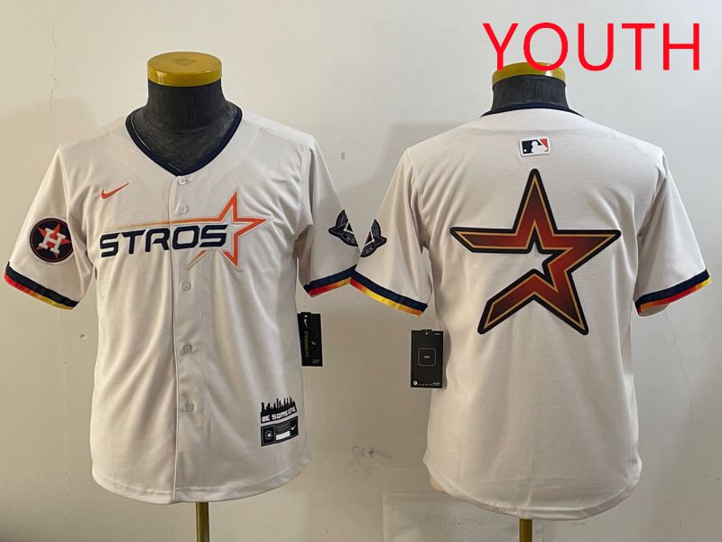 Youth Houston Astros Blank Cream three generations Joint Name 2025 Nike MLB Jersey style 41411